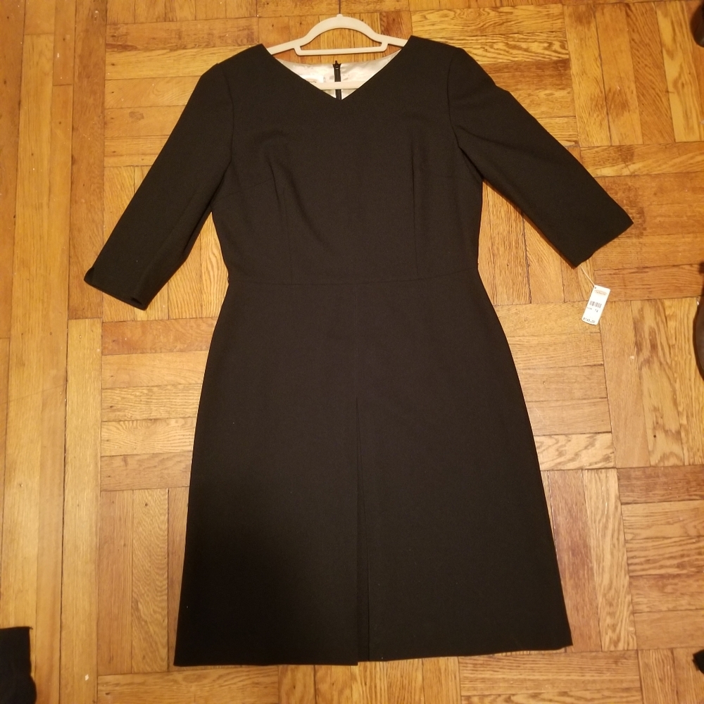 NWT Talbots Black Crepe Dress 3/4 Sleeve Size 14